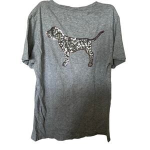 Y2k Victoria secret sequin oversized tee sz s